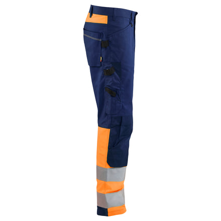 Blaklader 1708 Hi Vis Trouser Navy Blue Orange Right