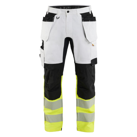Blaklader 1775 Painters Hi Vis Trousers White Hi Vis Yellow Front