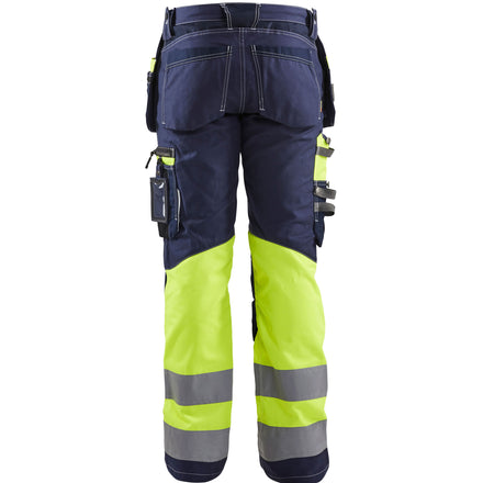 Blaklader 1794 Navy Blue/Hi-Vis Yellow Trousers With Stretch With Holster Pockets