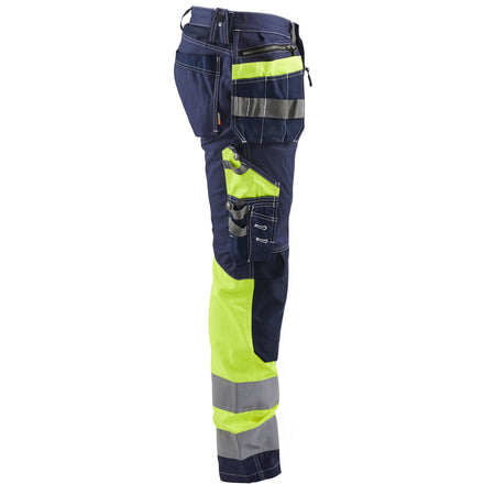 Blaklader 1794 Navy Blue/Hi-Vis Yellow Trousers With Stretch With Holster Pockets