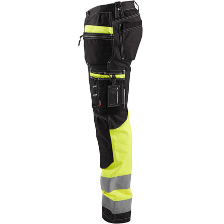 Blaklader 1794 Hi Vis Trousers With Stretch Black Hi Vis Yellow Left