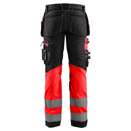 Blaklader 1794 Hi Vis Trousers With Stretch Black Red Hi Vis Back