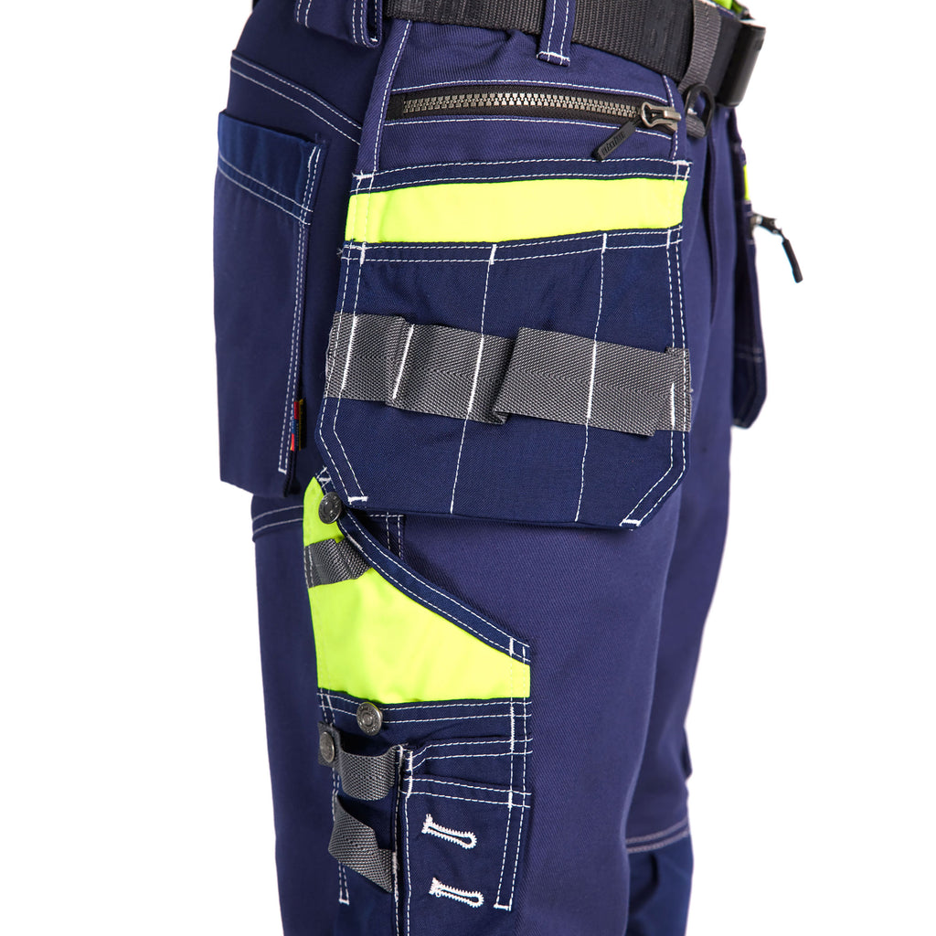 Blaklader 1794 Hi Vis Trousers With Stretch Navy Blue Hi Vis Yellow Feature 1