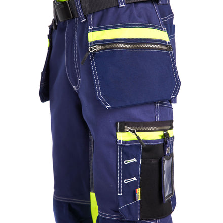 Blaklader 1794 Hi Vis Trousers With Stretch Navy Blue Hi Vis Yellow Feature 2