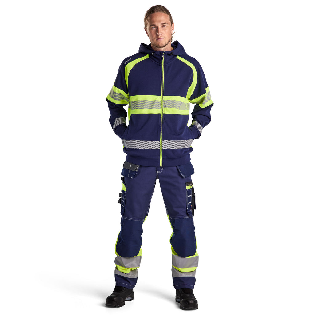 Blaklader 1794 Hi Vis Trousers With Stretch Navy Blue Hi Vis Yellow Model