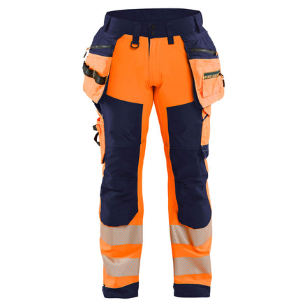 Blaklader 1820 Hi Vis Softshell Trousers Hi Vis Orange Navy Blue Main