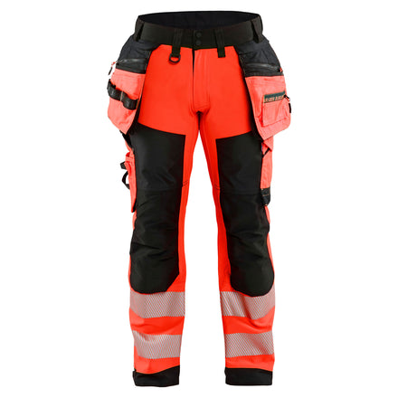 Blaklader 1820 Hi Vis Softshell Trousers Hi Vis Red Black Main