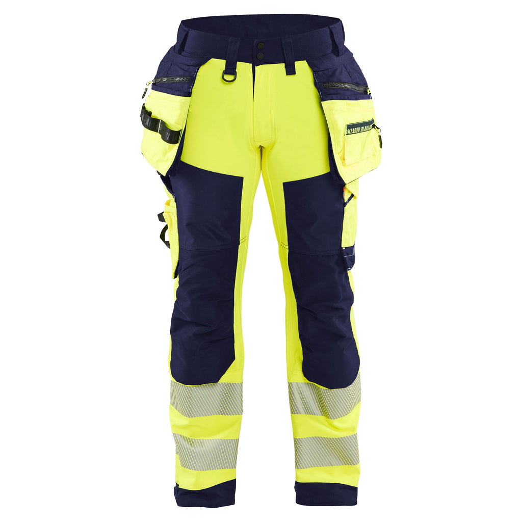 Blaklader 1820 Hi Vis Softshell Trousers Hi Vis Yellow Navy Blue Main