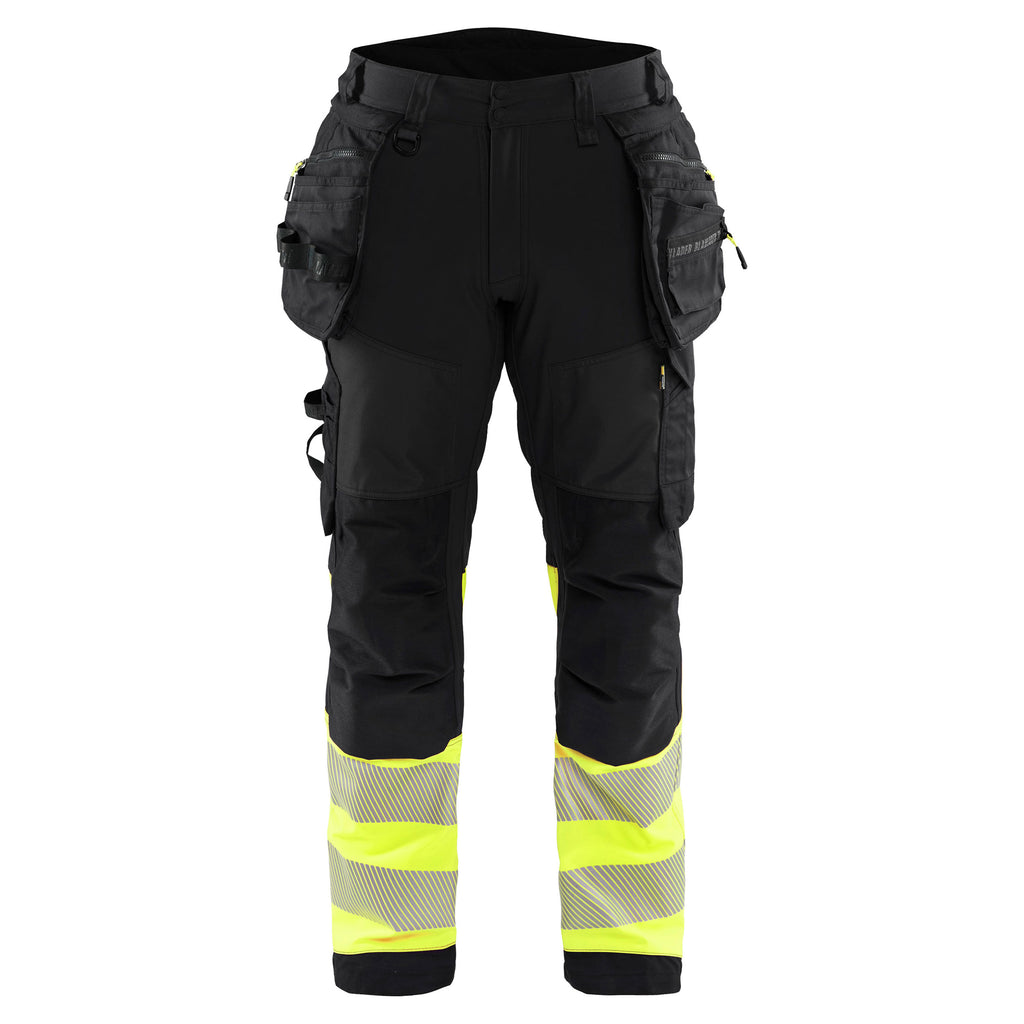 Blaklader 1821 Hi Vis Softshell Trousers Black Hi Vis Yellow Main