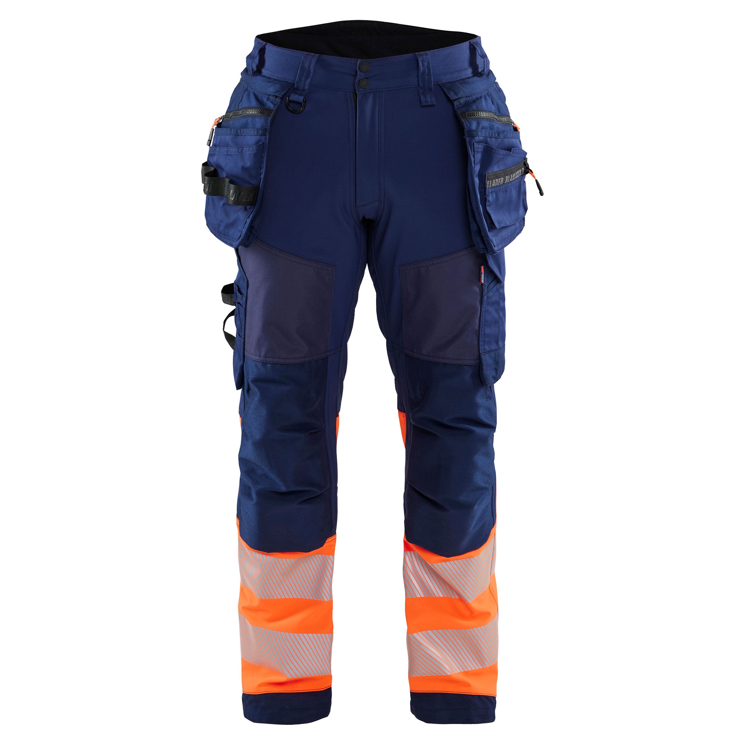 Blaklader 1821 Navy Blue/Hi-Vis Orange Softshell Trousers | Start