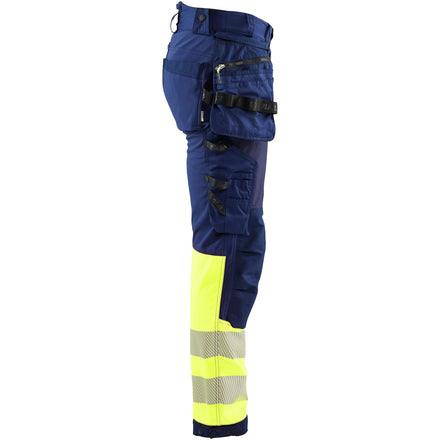 Blaklader 1821 Hi Vis Softshell Trousers Navy Blue Hi Vis Yellow Right