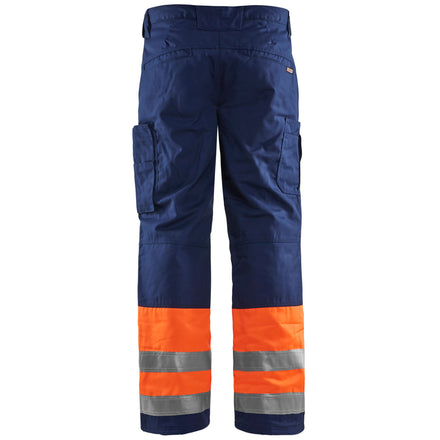 Blaklader 1862 Hi Vis Winter Trousers Hi Vis Orange Navy Blue Back