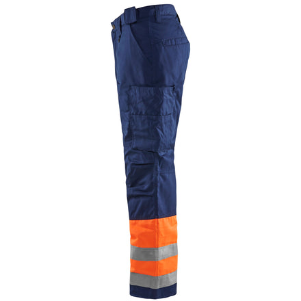 Blaklader 1862 Hi Vis Winter Trousers Hi Vis Orange Navy Blue Left