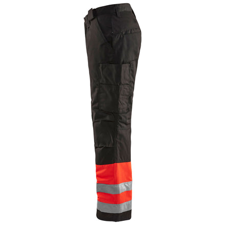 Blaklader 1862 Hi Vis Winter Trousers Hi Vis Red Black Left