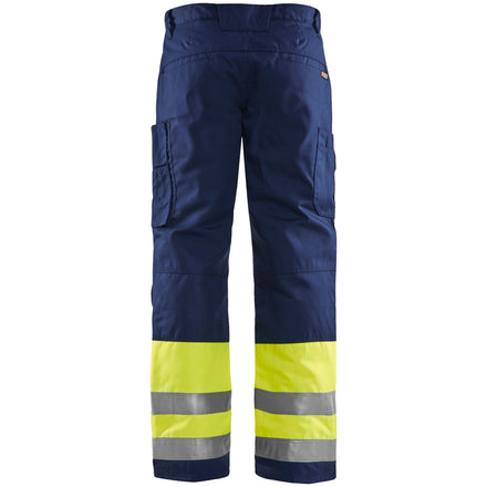 Blaklader 1862 Hi Vis Winter Trousers Hi Vis Yellow Navy Blue Back