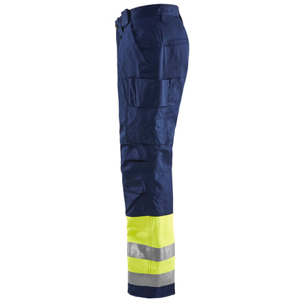 Blaklader 1862 Hi Vis Winter Trousers Hi Vis Yellow Navy Blue Left