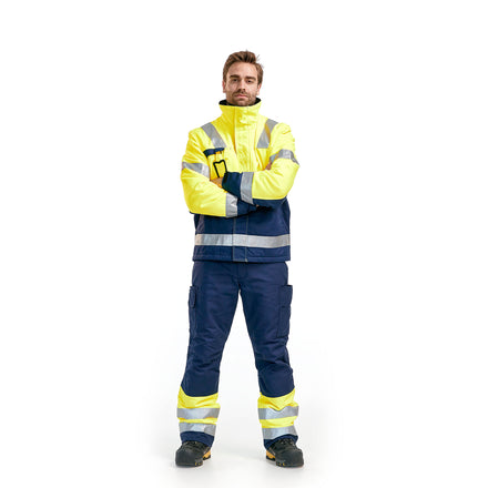 Blaklader 1862 Hi Vis Winter Trousers Hi Vis Yellow Navy Blue Model