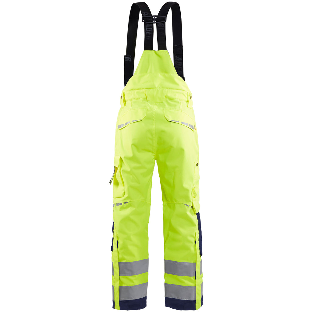 Blaklader 1867 Hi Vis Shell Trousers Hi Vis Yellow Navy Blue Back