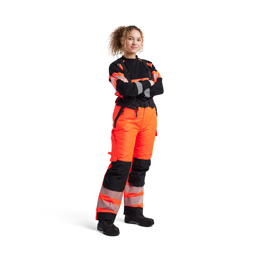 Blaklader 1875 Hi Vis Winter Trousers Hi Vis Red Black Model Woman