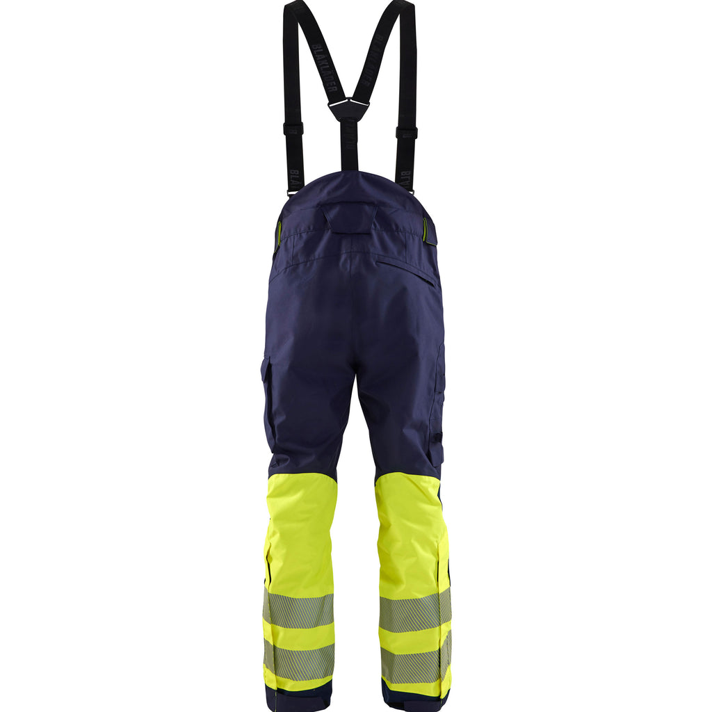 Blaklader 1877 Hi Vis Shell Trousers Navy Blue Hi Vis Yellow Back