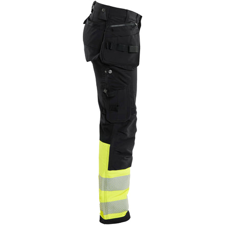 Blaklader 1993 Hi Vis Trousers 4 Way Stretch Black Hi Vis Yellow Right