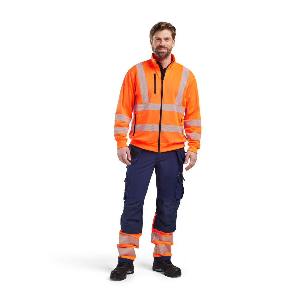 Blaklader 1993 Hi Vis Trousers 4 Way Stretch Navy Blue Hi Vis Orange Model