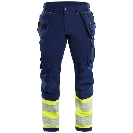 Blaklader 1993 Hi Vis Trousers 4 Way Stretch Navy Blue Hi Vis Yellow Main