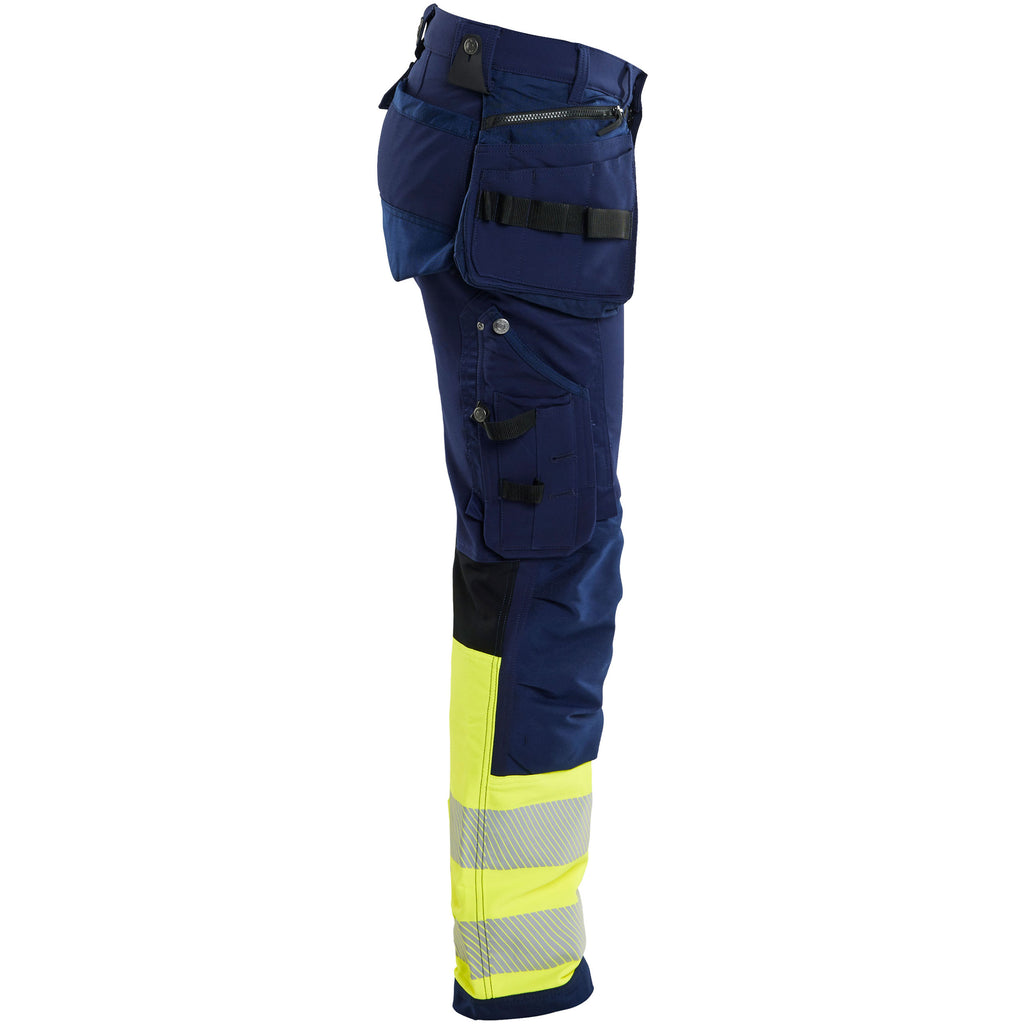 Blaklader 1993 Hi Vis Trousers 4 Way Stretch Navy Blue Hi Vis Yellow Right