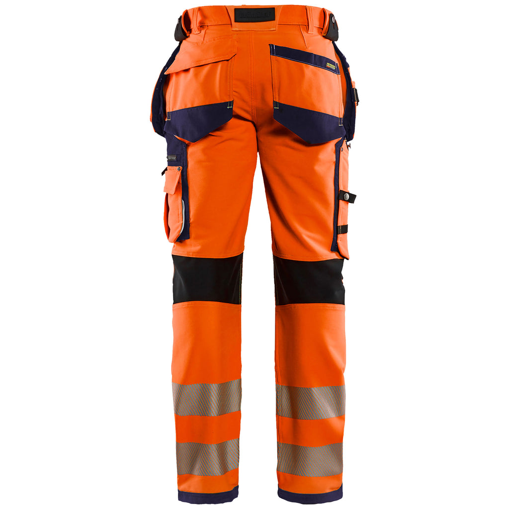 Blaklader 1997 Hi Vis Trousers 4 Way Stretch Hi Vis Orange Navy Blue Back