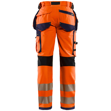 Blaklader 1997 Hi Vis Trousers 4 Way Stretch Hi Vis Orange Navy Blue Back