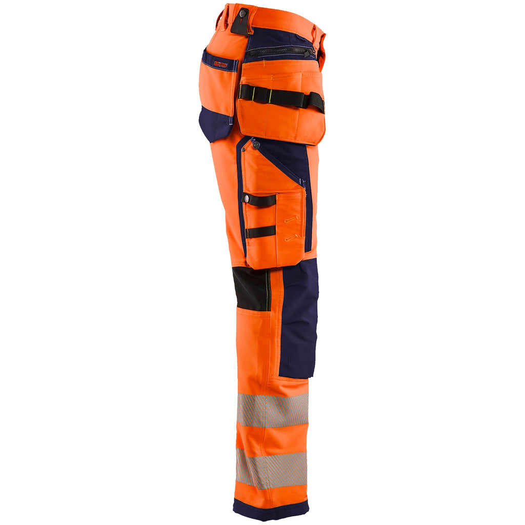 Blaklader 1997 Hi Vis Trousers 4 Way Stretch Hi Vis Orange Navy Blue Right