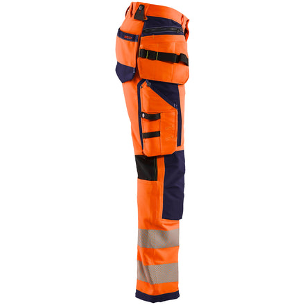 Blaklader 1997 Hi Vis Trousers 4 Way Stretch Hi Vis Orange Navy Blue Right