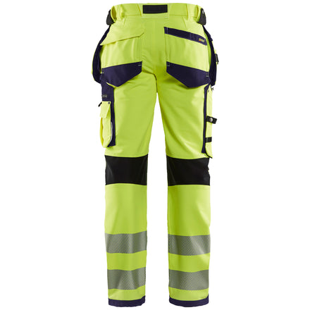 Blaklader 1997 Hi Vis Trousers 4 Way Stretch Hi Vis Yellow Navy Blue Back