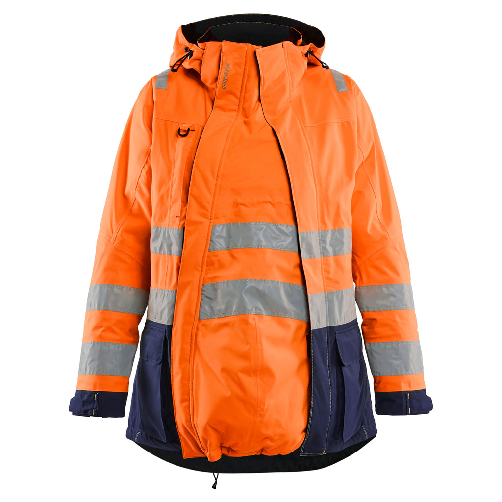 Blaklader 2172 Hi Vis Pregnancy Panel Hi Vis Orange Navy Blue Back