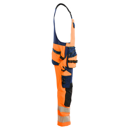 Blaklader 2626 Hi Vis Bib Overalls 4 Way Stretch Hi Vis Orange Navy Blue Right
