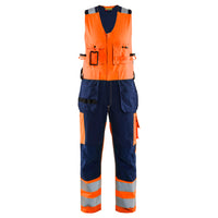 Blaklader 2653 Hi Vis Sleeveless Overall Hi Vis Orange Navy Blue Main