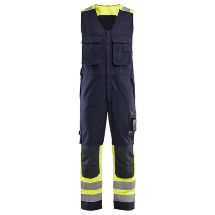 Blaklader 2887 Navy Blue/Hi-Vis Yellow Arc Flash & Fire Retardant Inherent Sleeveless Multinorm Overalls