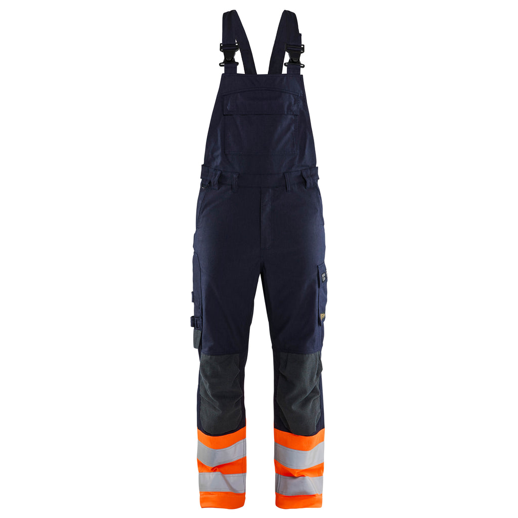 Blaklader 2888 Multinorm Inherent Bib Trousers Navy Blue Hi Vis Orange Main