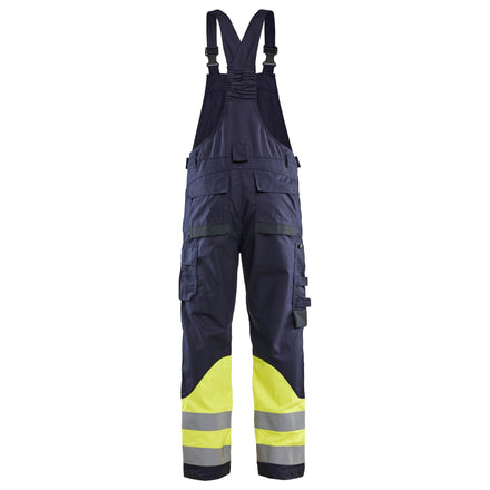 Blaklader 2888 Multinorm Inherent Bib Trousers Navy Blue Hi Vis Yellow Back