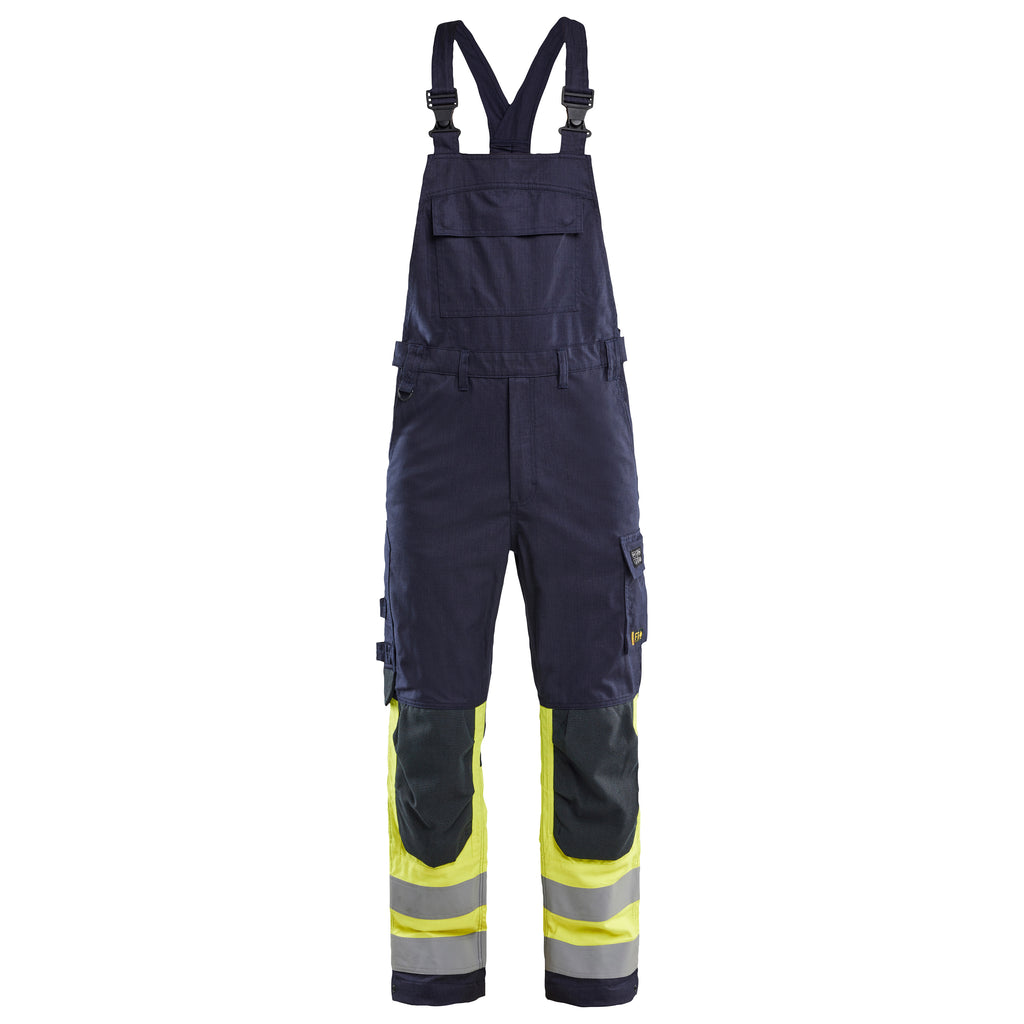 Blaklader 2890 Navy Blue/Hi-Vis Yellow Arc Flash & Fire Retardant Apc 2 Multinorm Inherent Bib Trouser
