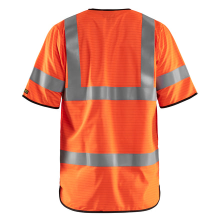 Blaklader 3034 Multinorm Safety Waistcoat Hi Vis Orange Navy Blue Back