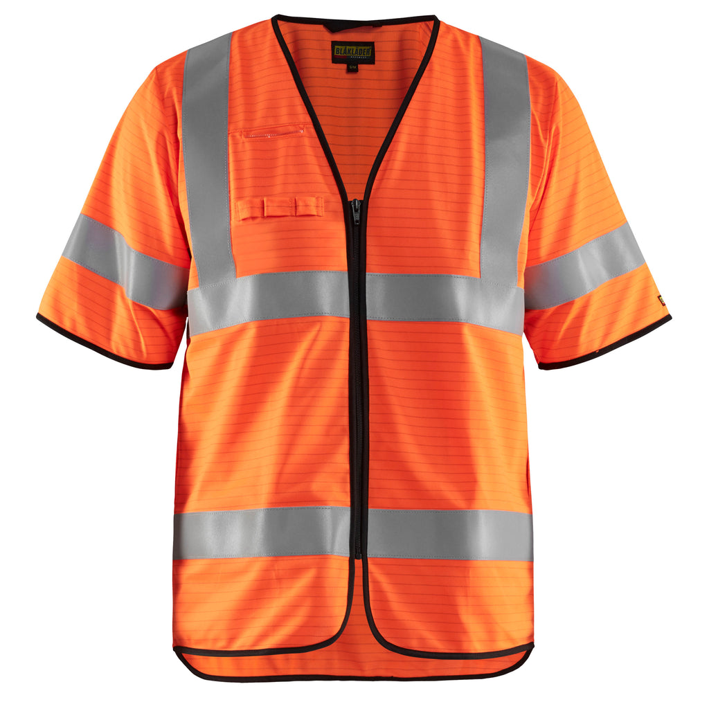 Blaklader 3034 Multinorm Safety Waistcoat Hi Vis Orange Navy Blue Main