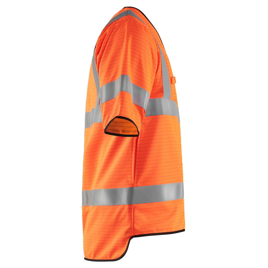 Blaklader 3034 Multinorm Safety Waistcoat Hi Vis Orange Navy Blue Right