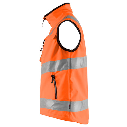 Blaklader 3049 Hi Vis Softshell Vest Hi Vis Orange Navy Blue Left