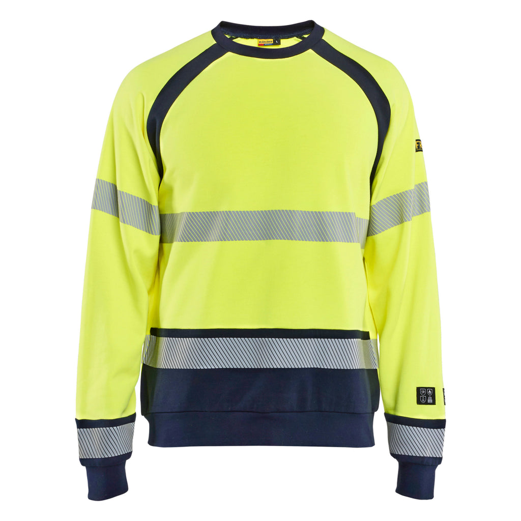 Blaklader 3088 Hi-Vis Yellow/Navy Blue Arc Flash Sweatshirt Multinorm
