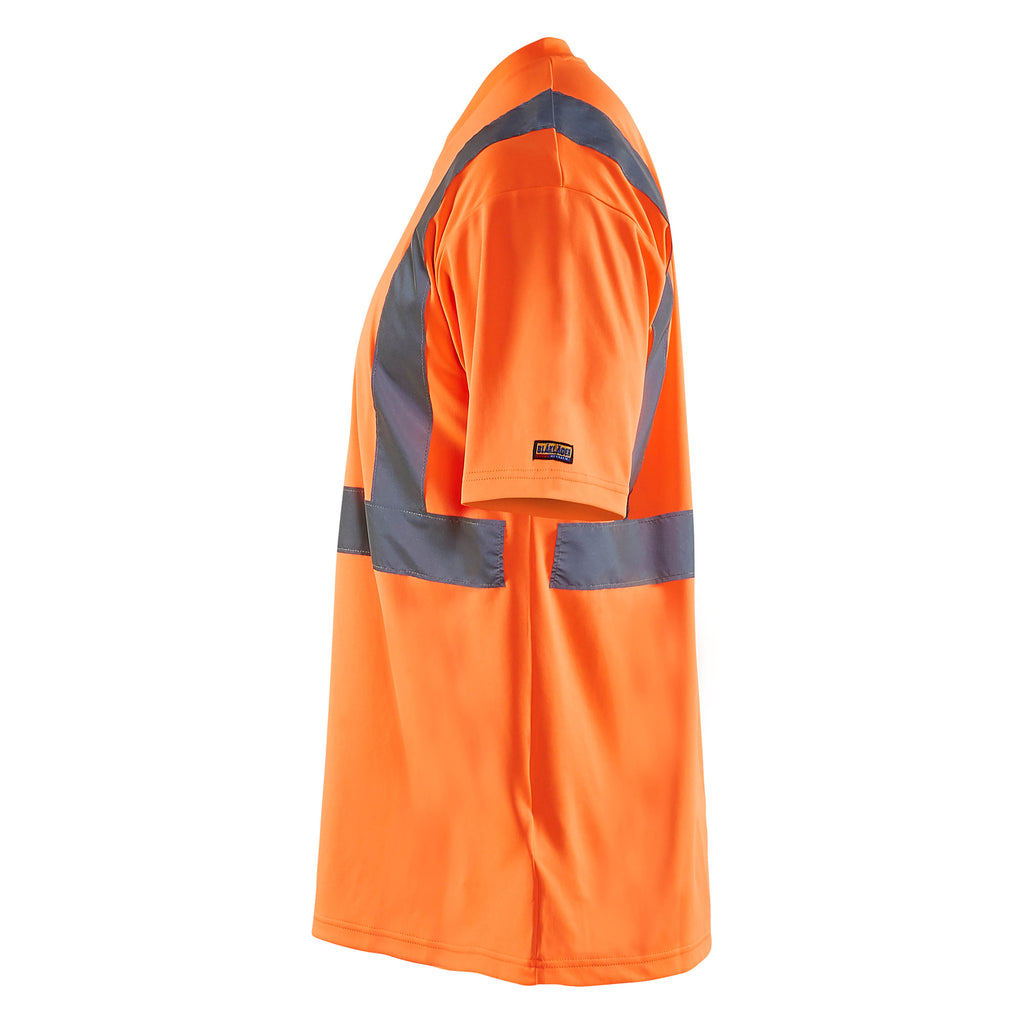 Blaklader 3313 Hi Vis T Shirt Hi Vis Orange Navy Blue Left