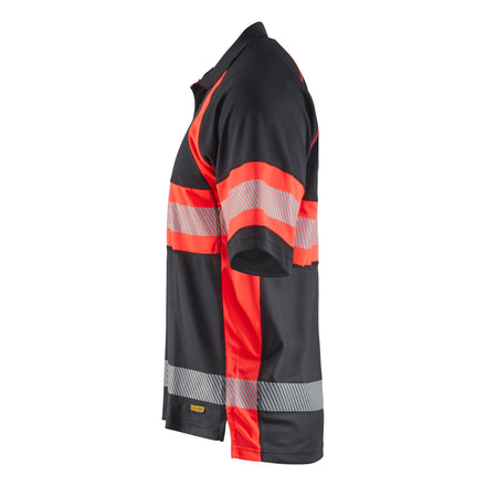 Blaklader 3338 Black/Red Hi-Vis Polo Shirt With UV-Protection