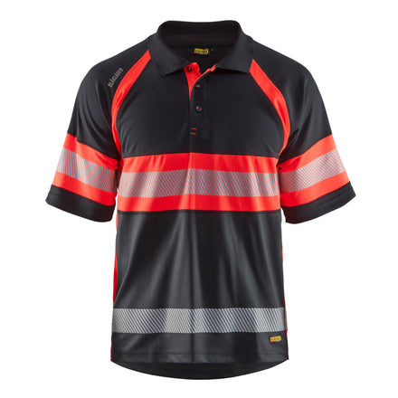 Blaklader 3338 Black/Red Hi-Vis Polo Shirt With UV-Protection