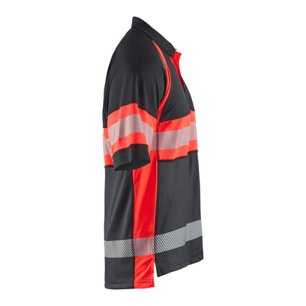 Blaklader 3338 Black/Red Hi-Vis Polo Shirt With UV-Protection