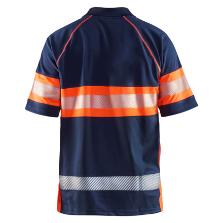 Blaklader 3338 Navy Blue/Hi-Vis Orange Polo Shirt With UV-Protection